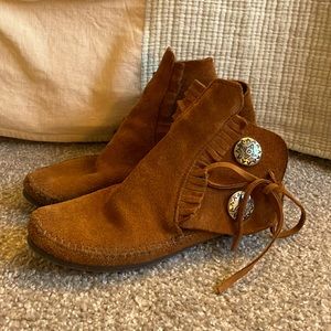 Minnetonka Two-button Hard-sole Moccasin Ankle Boot